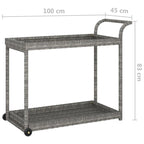 Chariot de bar extérieur Vidaxl 2 niveaux, chariot de service roulant en rotin PE - 100 x 45 x 83 cm