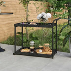 Chariot de bar extérieur Vidaxl 2 niveaux, chariot de service roulant en rotin PE - 100 x 45 x 83 cm