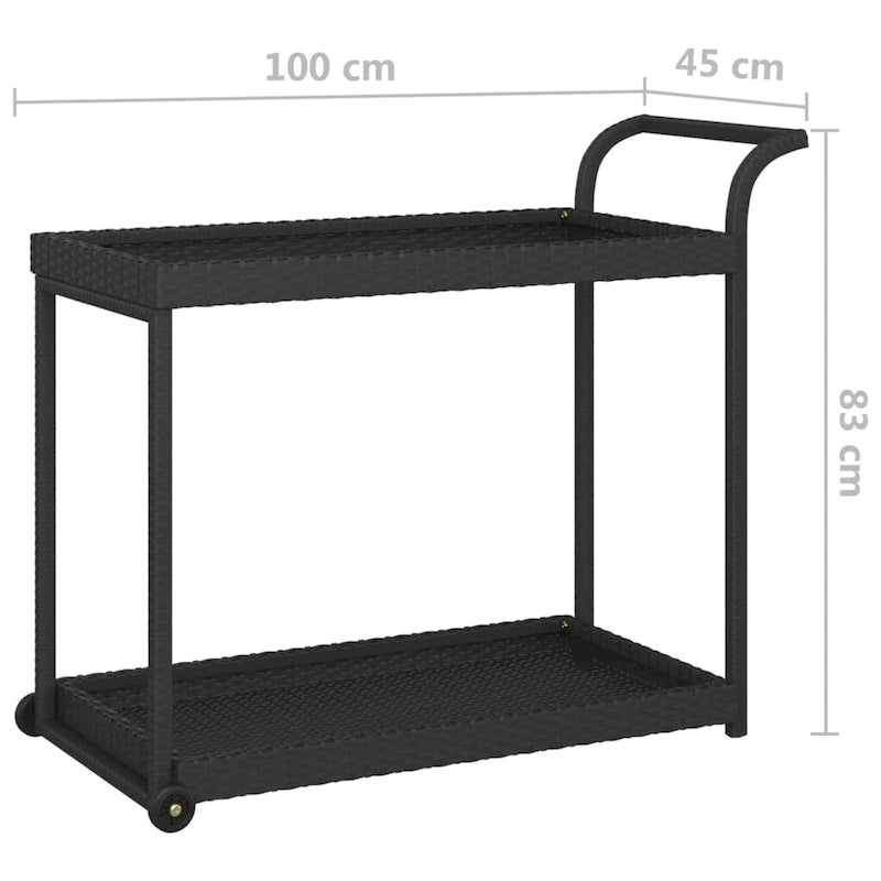 Chariot de bar extérieur Vidaxl 2 niveaux, chariot de service roulant en rotin PE - 100 x 45 x 83 cm