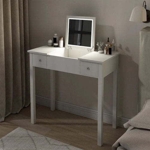 32,99 Table de rangement pour maquillage avec miroir et lumière LED
