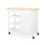 Desserte de cuisine moderne en bois (avec roues, tiroir et meuble de rangement)