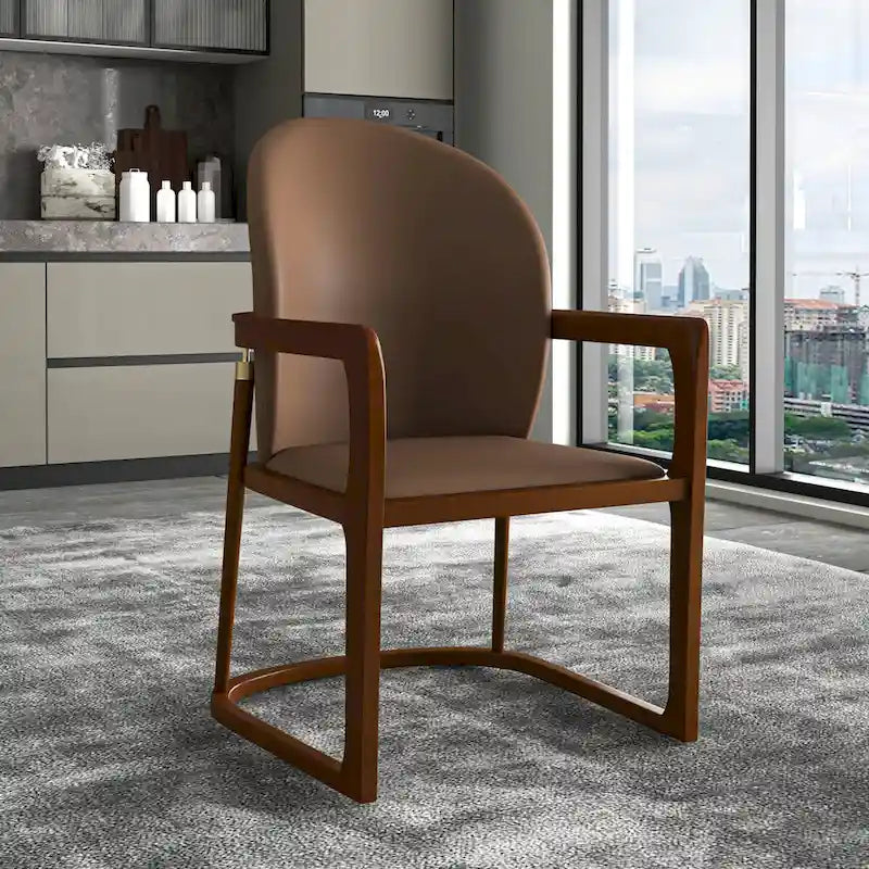 Chaise de salle à manger moderne capitonnée en similicuir