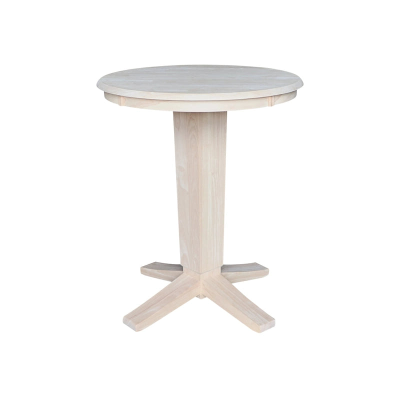 Table de salle à manger ronde en bois massif de 76 cm de hauteur de comptoir avec 2 tabourets