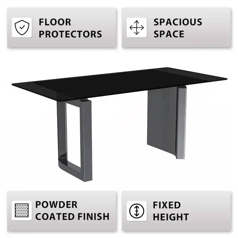 Table à manger Astra Series avec plateau en pierre frittée/verre