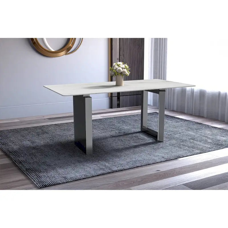 Table à manger Astra Series avec plateau en pierre frittée/verre