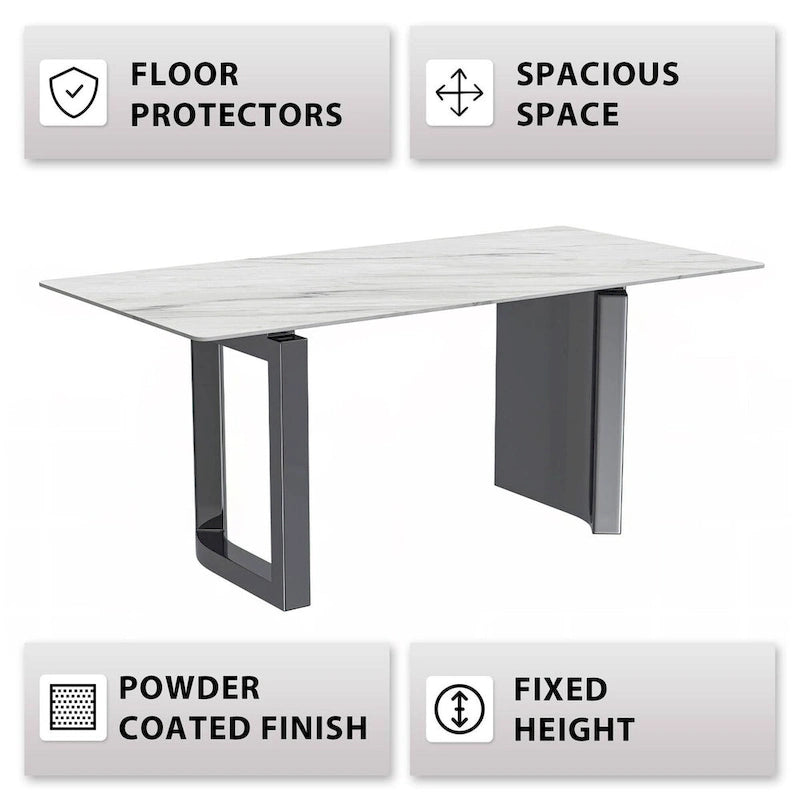 Table à manger Astra Series avec plateau en pierre frittée/verre