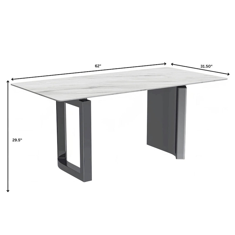Table à manger Astra Series avec plateau en pierre frittée/verre