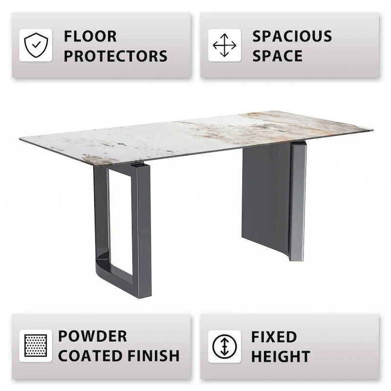 Table à manger Astra Series avec plateau en pierre frittée/verre