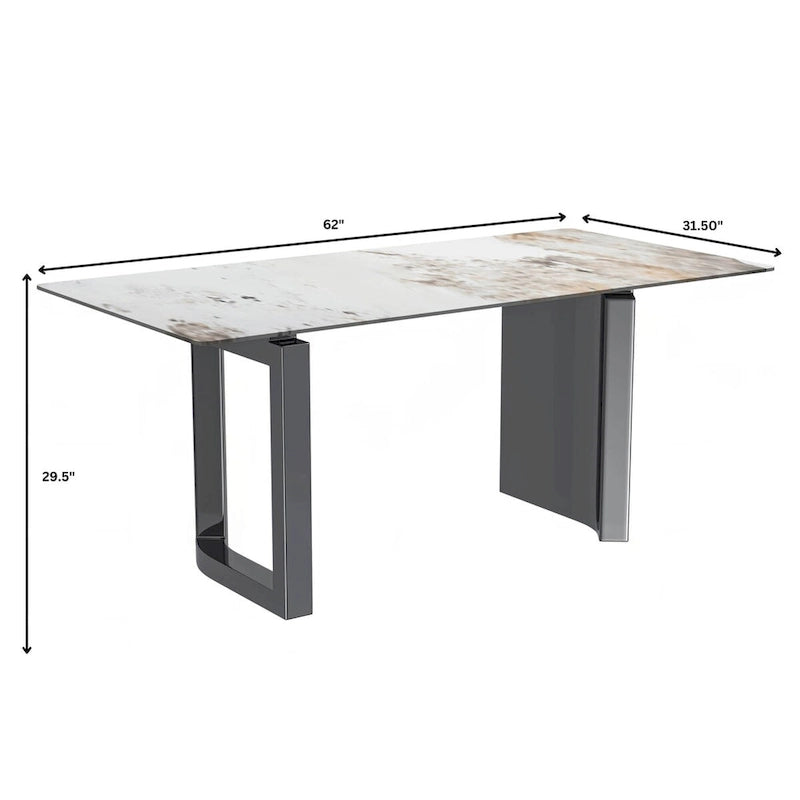 Table à manger Astra Series avec plateau en pierre frittée/verre
