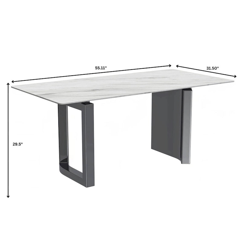 Table à manger Astra Series avec plateau en pierre frittée/verre