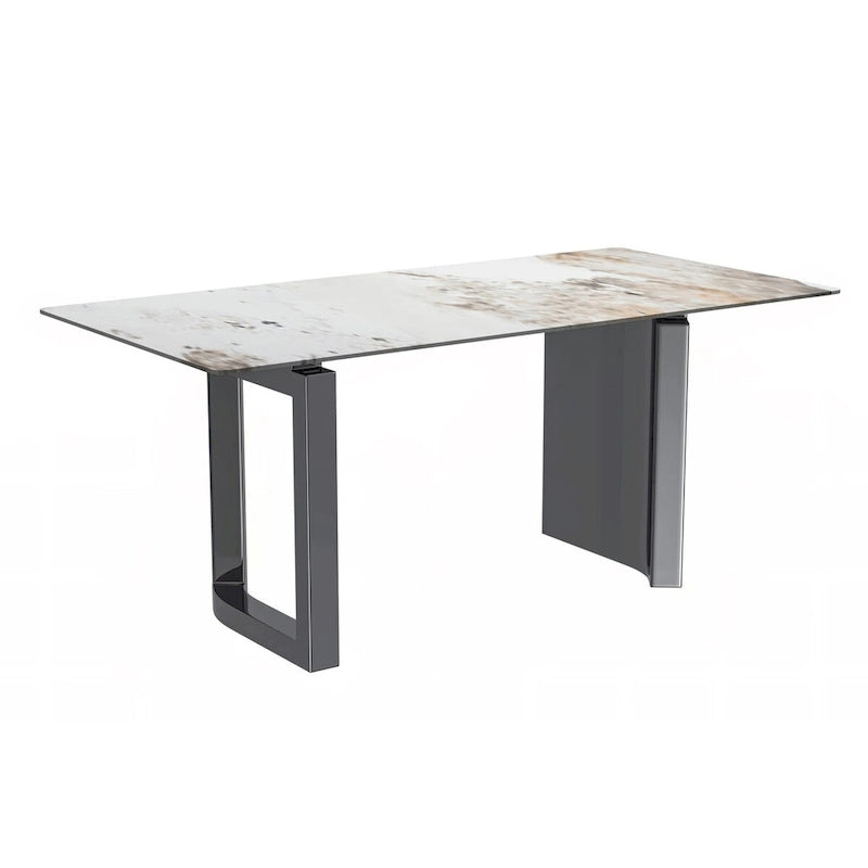 Table à manger Astra Series avec plateau en pierre frittée/verre