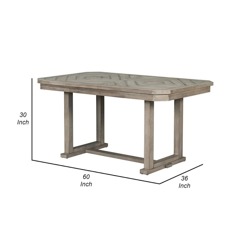 Table à manger rectangulaire de 60 pouces avec motif grain de bois diamant — Gris