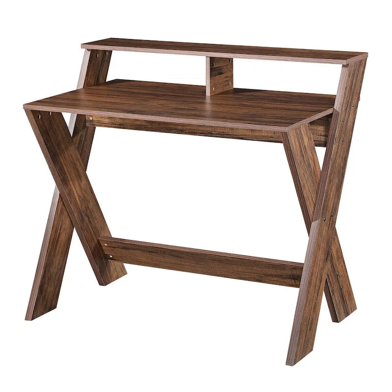 Bureau d'ordinateur Ledel Wood pour bureau à domicile avec étagère ouverte