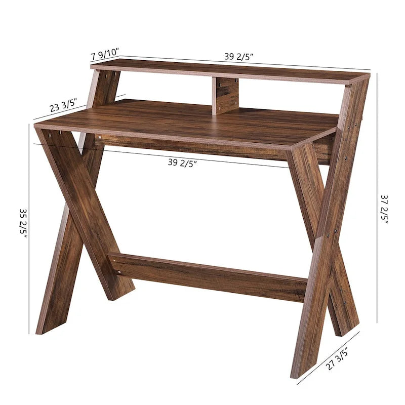 Bureau d'ordinateur Ledel Wood pour bureau à domicile avec étagère ouverte