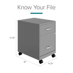 Classeur vertical mobile à deux tiroirs, largeur courrier, profondeur 45 cm