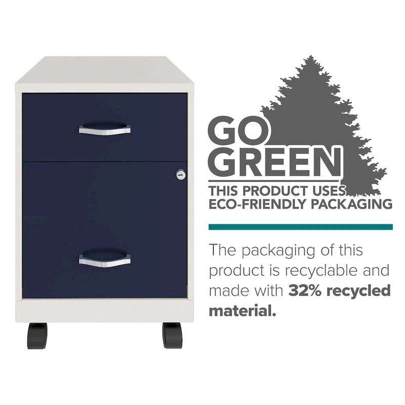 Classeur vertical mobile à deux tiroirs, largeur courrier, profondeur 45 cm