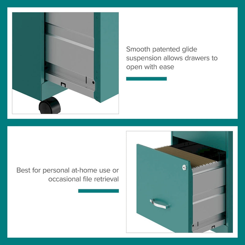 Classeur vertical mobile à deux tiroirs, largeur courrier, profondeur 45 cm