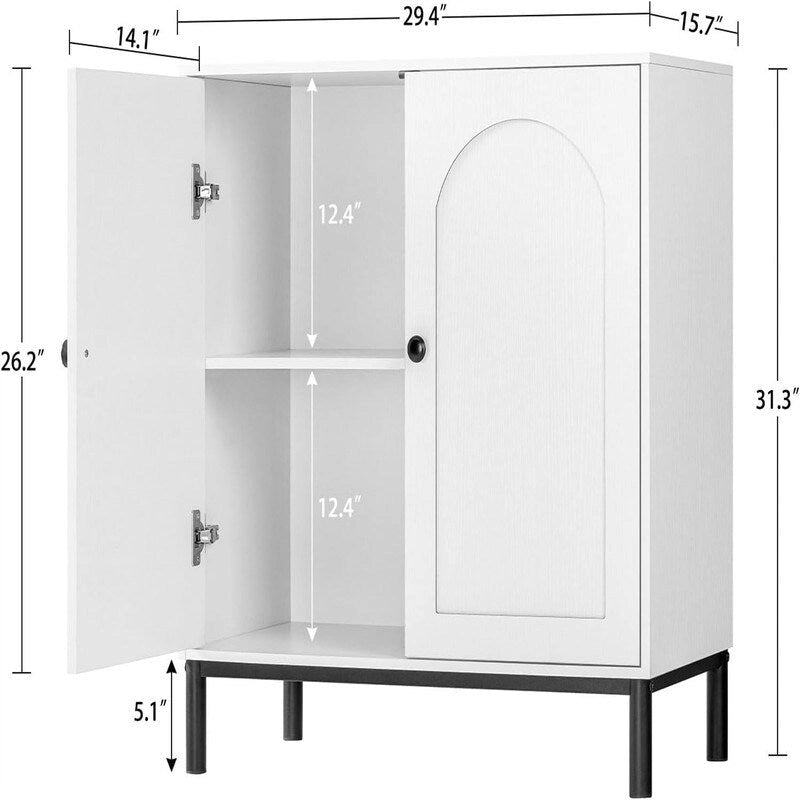Meuble de rangement de salle de bain Buffet avec portes et étagères - 15,75P x 29,53L x 31,5H