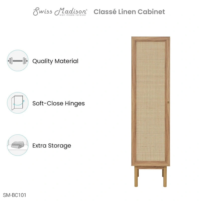 Meuble de rangement pour linge de maison Chêne, 15 L x 60 H x 15 P
