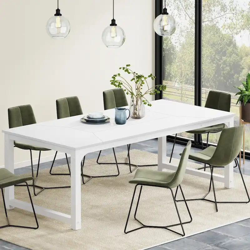Table à manger rectangulaire moderne de 79 pouces pour 6 à 8 personnes - 78,74 L x 39,37 l x 30,31 H