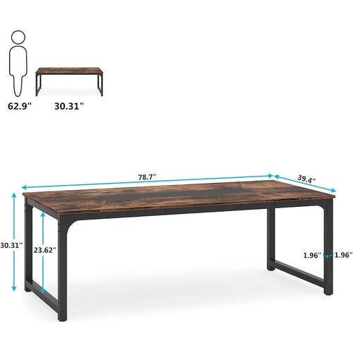 Table à manger rectangulaire moderne de 79 pouces pour 6 à 8 personnes - 78,74 L x 39,37 l x 30,31 H