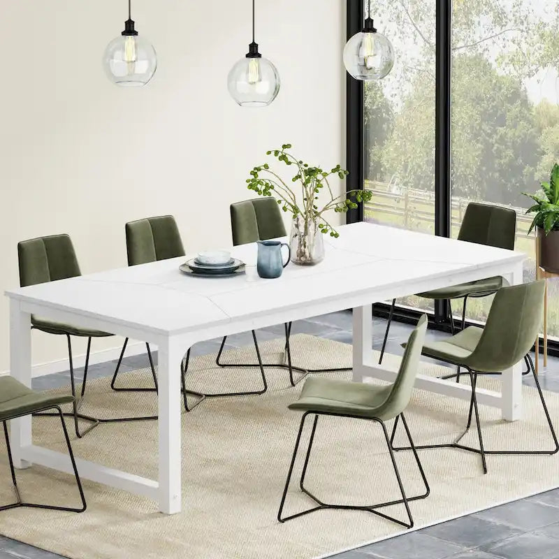 Table à manger rectangulaire moderne de 79 pouces pour 6 à 8 personnes - 78,74 L x 39,37 l x 30,31 H