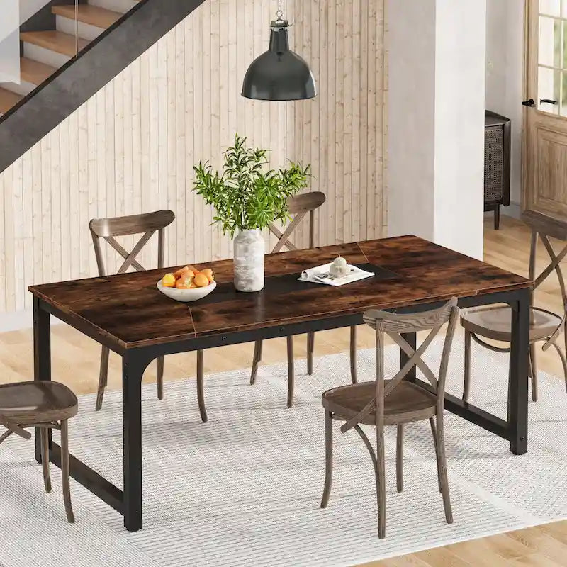 Table à manger rectangulaire moderne de 79 pouces pour 6 à 8 personnes - 78,74 L x 39,37 l x 30,31 H