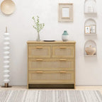 Commode de rangement en rotin tressé à quatre tiroirs — Convient pour les chambres à coucher, les salons, les salles à manger et les entrées