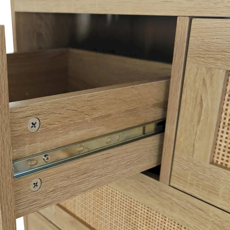 Commode de rangement en rotin tressé à quatre tiroirs — Convient pour les chambres à coucher, les salons, les salles à manger et les entrées